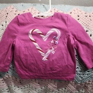 Cat & Jack Purple Candy Cane Heart Long Sleeve Tee